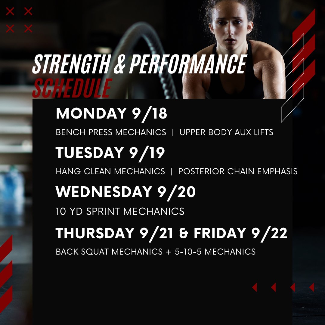CoachK_Kelly's tweet image. September 18th-22nd Strength &amp;amp; Performance class schedule
