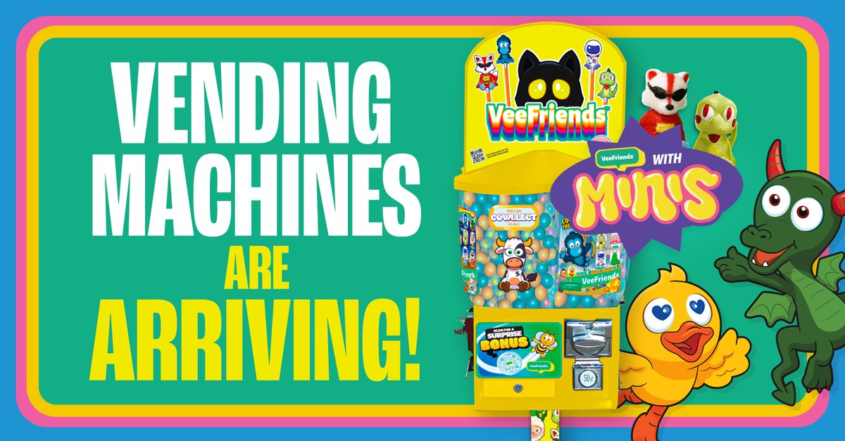 veefriends's tweet image. 📢 VeeFriends Vending Machines are now hitting stores nationwide!
Here's where to find them and how to collect all the VeeFriends Minis 🧵