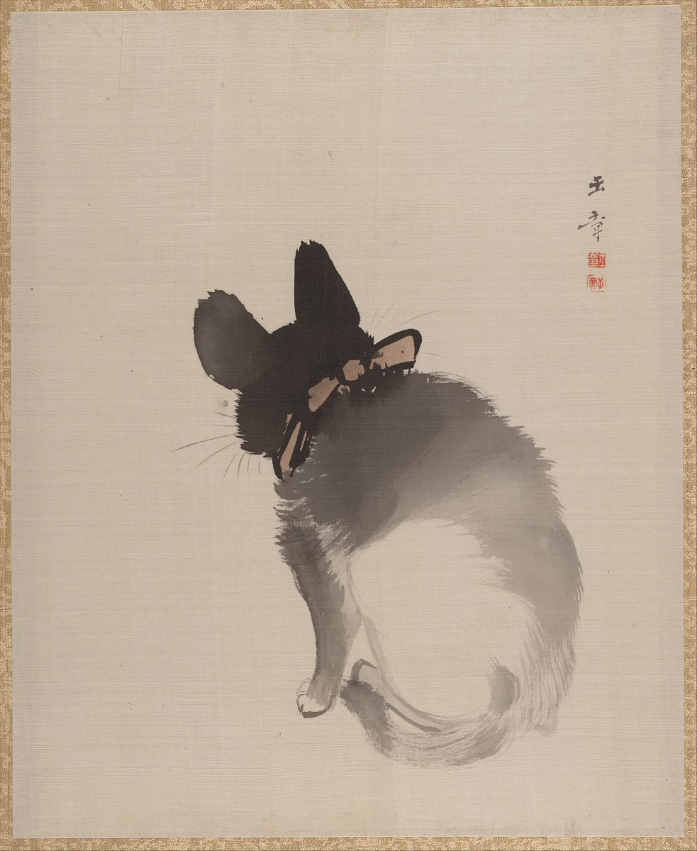 Cat Seen from Behind, by Kawabata Gyokushō, 1868 #nihonga