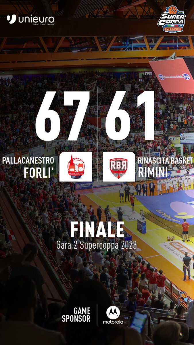 𝐈𝐥 𝐩𝐫𝐢𝐦𝐨 𝐝𝐞𝐫𝐛𝐲 𝐞̀ 𝐧𝐨𝐬𝐭𝐫𝐨! ✅ ⚪️🔴
Vittoria all'Unieuro Arena 🔥

#Forlì #biancorossi #Brividi 
#SerieA2OldWildWest 
#SupercoppaLNP #LaNostraPassione