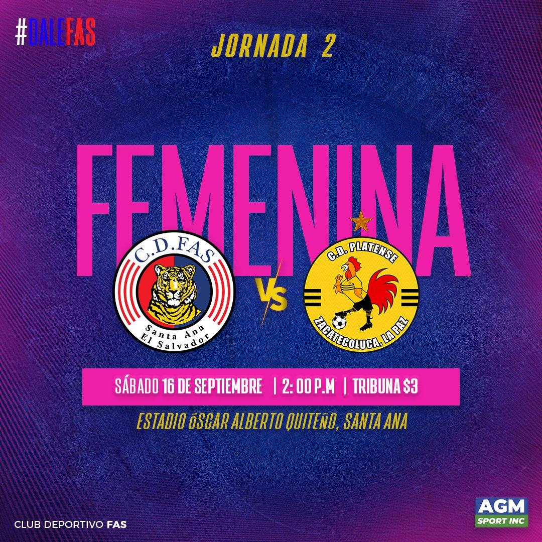 CDFASFemenino's tweet photo. 🔜| JORNADA 2

Nuestra categoría femenil recibe a @cdplatense_sv en el juego correspondiente a la jornada 2 del Apertura 2023 ⚽✅

#Femenina #DaleFAS🔴🔵 https://t.co/4hgkryqxrV