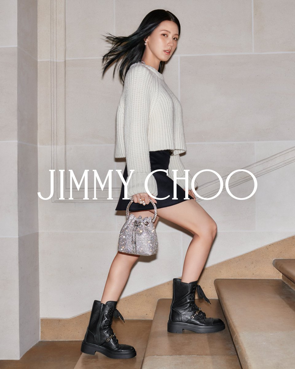 jimmychoo's tweet photo. Take your style cues from Global Brand Ambassador Mi-Yeon and double down on statement shoes and accessories - the iconic Crystal Bon Bon and Nari combat boots make for a playful mix. #JimmyChoo https://t.co/W58ixzwEYJ