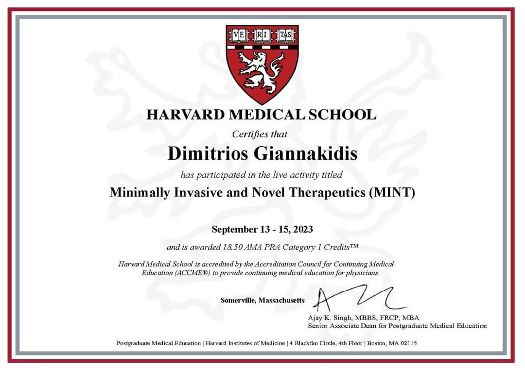 I’m happy to share that I’ve obtained a new certification: Invasive and Novel Therapeutics (MINT) from Harvard Medical School!

#HarvardMedicalSchool #MedTwitter