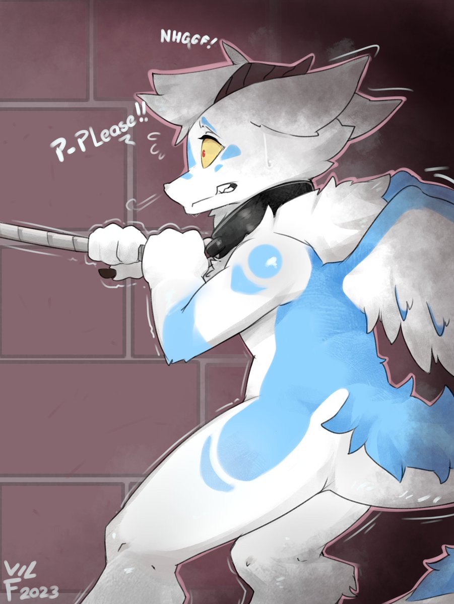 You must learn obedience 

Obviously he consent, his safe word is pineapple (?)
🎨Art by <a href="/artvilf12/">Artvilf12</a>