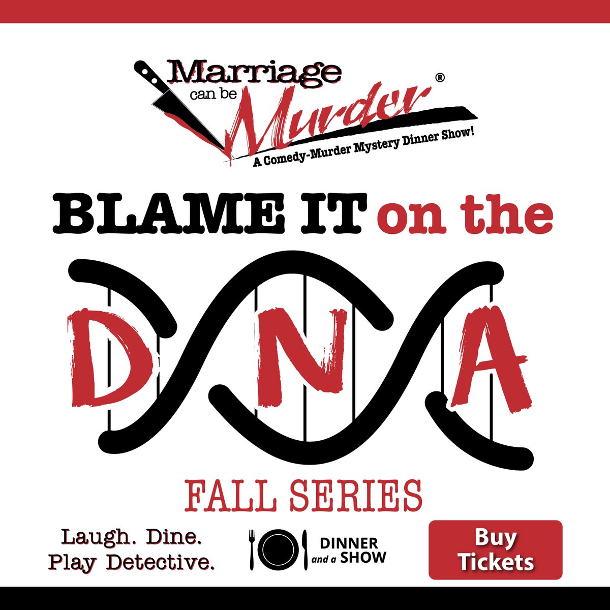 BestDinnerShow's tweet photo. Our new Fall Series, Blame it On The DNA is here!

Grab your friends and sleuth your way through our latest murder mystery combining all of our favorite things - food, drinks, friends, and MURDER!

Tickets available at https://t.co/wdjL5R4Xmv https://t.co/0p5KNQrNJu