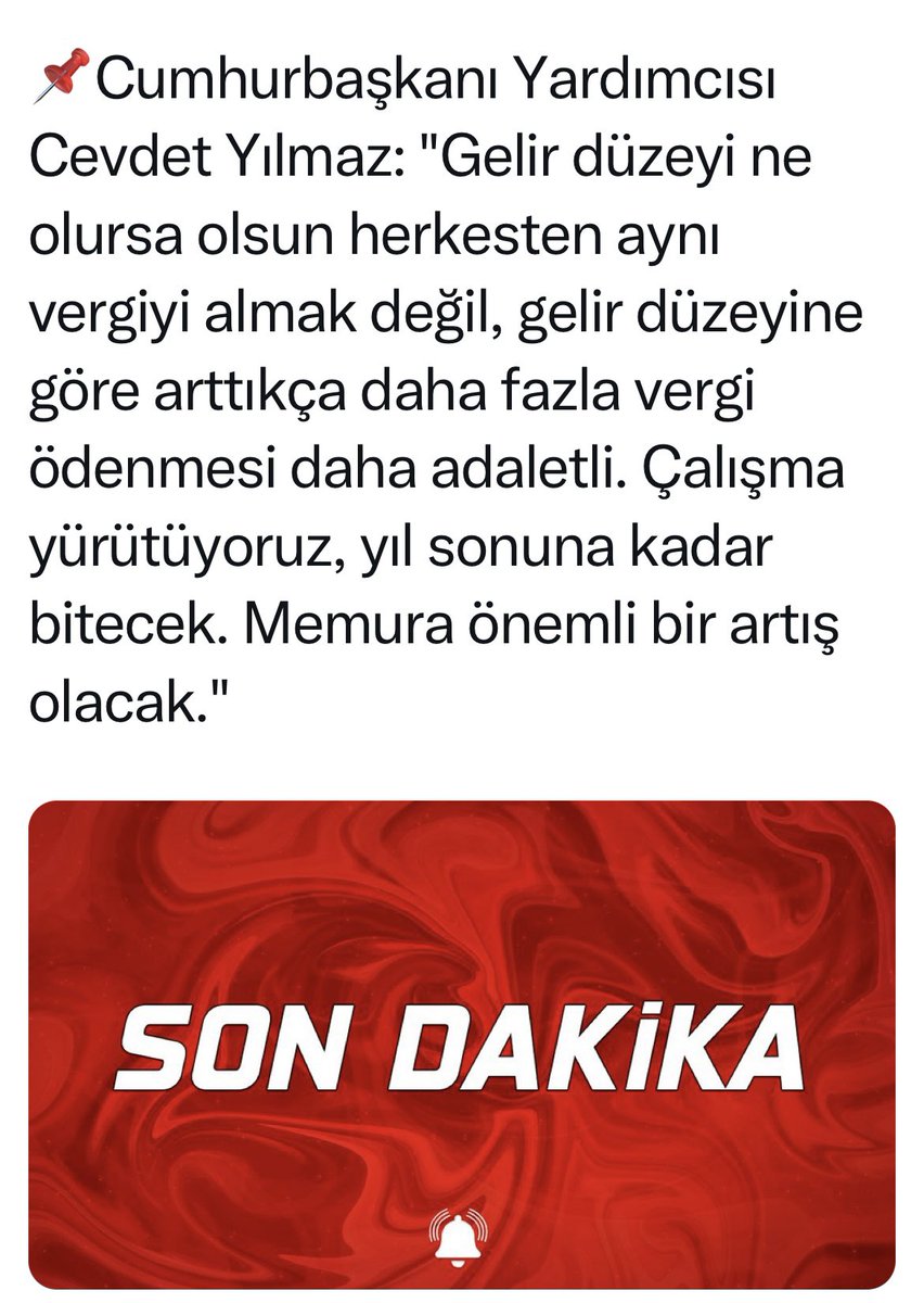 Türkiye <a href="/Kamu_Sen/">Türkiye Kamu-Sen</a> bunu yıllardır söylüyor: Vergide esas olan az kazanandan az, çok kazanandan çok vergi almaktır.
Bu itibarla, tüm kamu çalışanlarının vergi kesinti oranları %15’e sabitlensin!
<a href="/tcbestepe/">T.C. Cumhurbaşkanlığı</a> <a href="/HMBakanligi/">T.C. Hazine ve Maliye Bakanlığı</a>