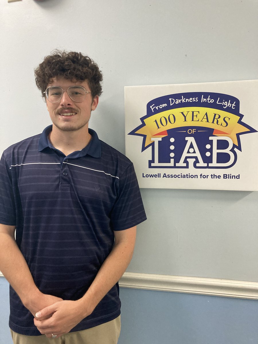 Lowellblind's tweet photo. Today, we here at Lowell Association for the Blind - LAB welcome a new member! Jonathan is an English major at UMass Lowell and will be interning here. He said this when asked to introduce himself to our community: https://t.co/R0hpCVnscc
