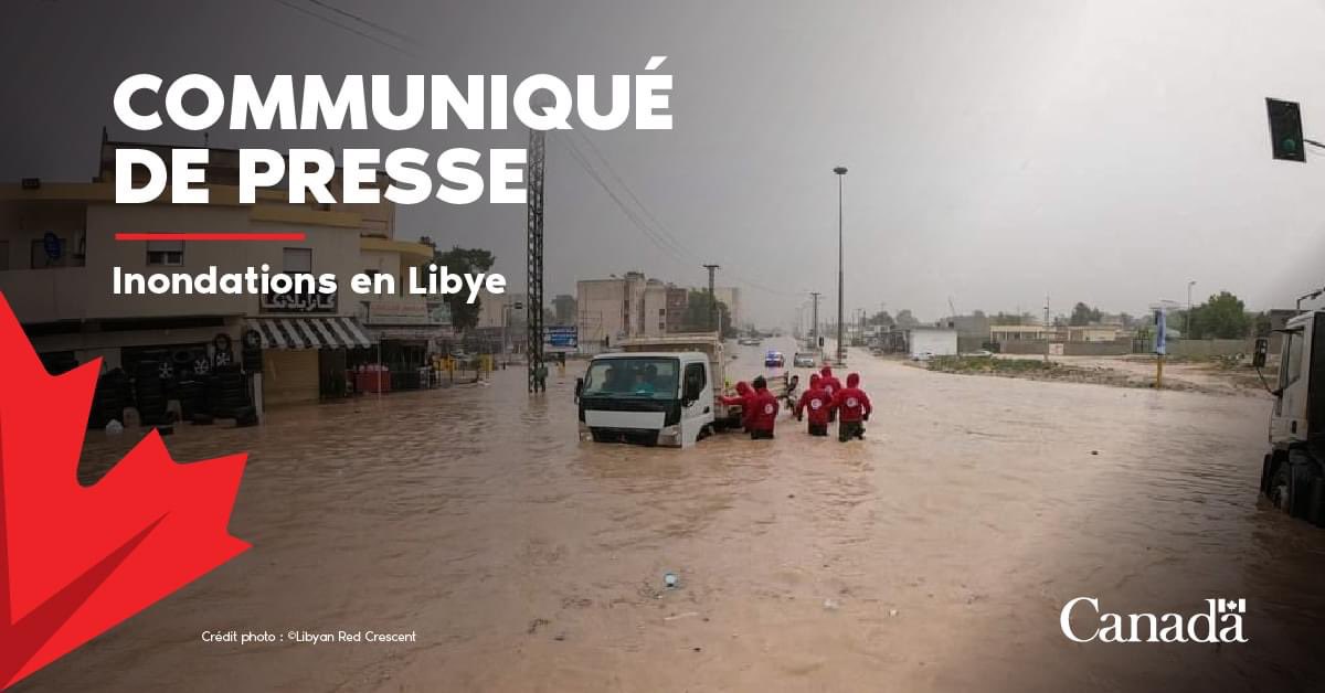 Alors que le monde entier regarde avec horreur l'impact des inondations en Lybie, on est de tout cœur avec les personnes touchées. 

Notre gouvernement s'engage à fournir une aide humanitaire de 5M de $. 

Le Canada aidera toujours ceux dans le besoin.

bit.ly/46e0wjy