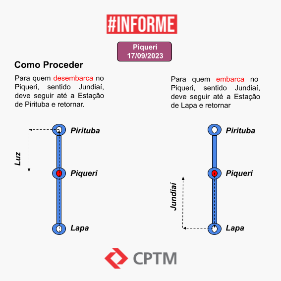 CPTM_oficial's tweet photo. #InformeCPTM - Atenção! Alterações na operação das Linhas 7-Rubi e 11-Coral neste domingo (17/09). https://t.co/xzRftY7L2A