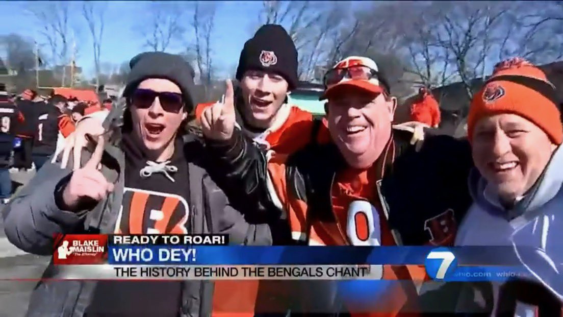 BengalShroom's tweet photo. According to the news, Ben, Casey, Kevin and Scott of @Paycor_Stadium Section 106 Crazies started the Who Dey chant

#RuleTheJungle @caseyman120 @hckeefie https://t.co/MWRSh4LdwY
