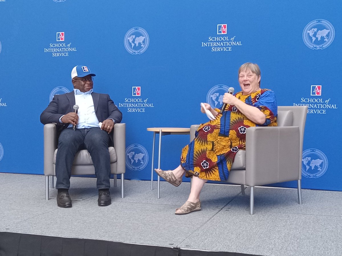 SolomonJamiru's tweet photo. Sierra Leone's President @PresidentBio speaking now at his Alma Mata @AmericanUniversity in Washington D.C, as special guest of the School of International Service. What an amazing moment to be back to an institution that has helped make you a globally recognized leader. https://t.co/wGY2F7apRQ