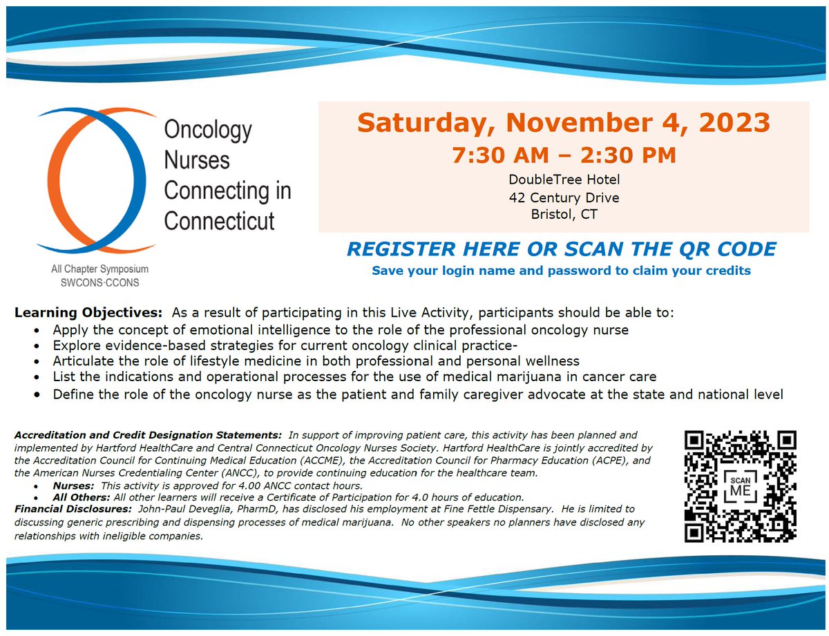 HayleyDunnack's tweet photo. November CCONS Event:
What: JOINT CHAPTER SYMPOSIUM
When: Saturday, November 4thfrom 7:30am to 2:30pm
Where: DoubleTree Hotel, Bristol, CT
Register here: https://t.co/kTY1aj49bp https://t.co/AImIwLkwpY