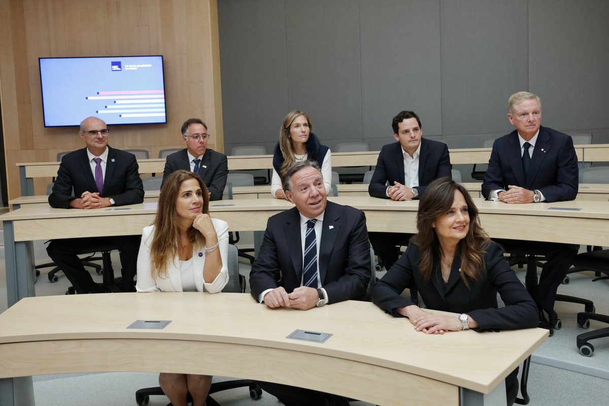 Fière d’avoir participé, avec <a href="/francoislegault/">François Legault</a>, à l’inauguration du nouvel édifice Hélène-Desmarais de <a href="/HEC_Montreal/">HEC Montréal</a> situé en plein coeur du centre-ville d’affaires de Mtl. La concrétisation d’un projet d’envergure aussi prometteur que nécessaire. Et quelle architecture! 🤩