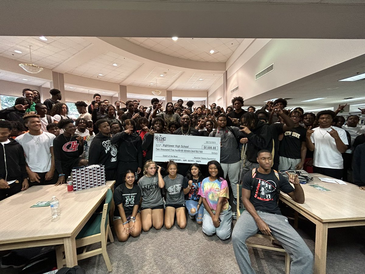 FBISDAthletics's tweet photo. Congrats to Coach Anthony from Hightower HS for being named the Houston Texans Coach of the Week! https://t.co/C3C3D6C9Zp