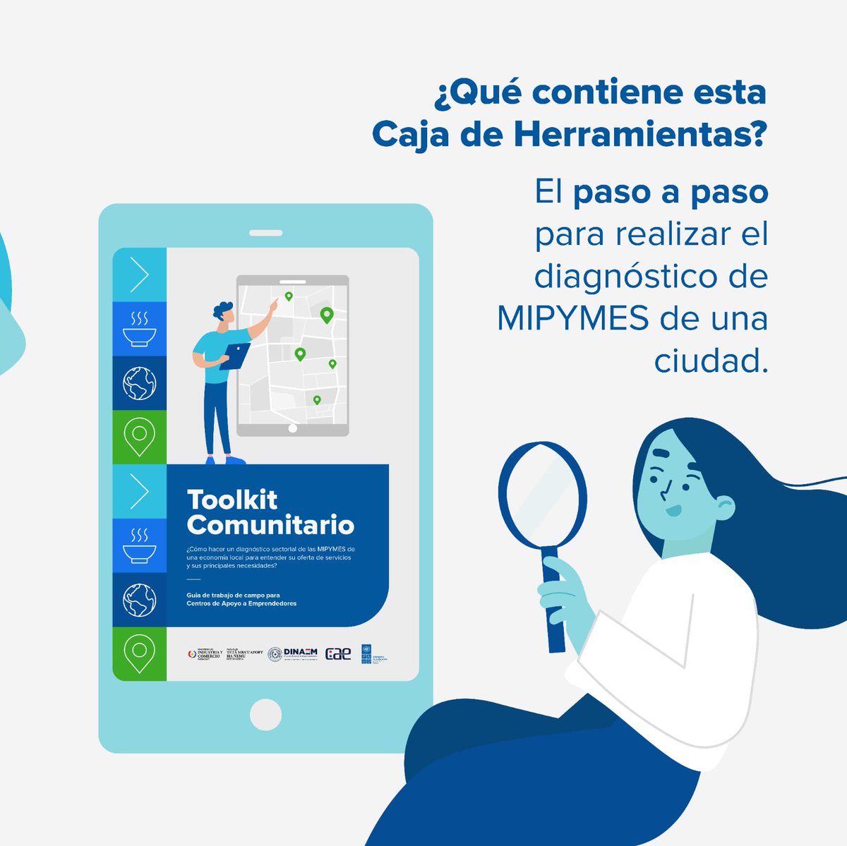 PNUDPARAGUAY's tweet photo. Para esta tarea, y en conjunto con la Dirección de Emprendedurismo del @MIC_PY #DINAEM identificamos un actor crucial para el apoyo al ecosistema emprendedor a nivel departamental: los Centros de Apoyo al Emprendedor #CAE. Con todo lo aprendido lanzamos una Caja de Herramientas para impulsar el progreso de las #MIPYMES.