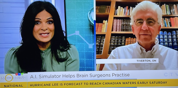 Dr. Rolando Del Maestro, Director of the <a href="/AI_SimCentre/">Neurosurgical Simulation and AI Learning Centre</a> was interviewed by Ann-Marie Mediwake on CTV Your Morning concerning research involving virtual reality and the development of intelligent tutoring systems powered by AI in neurosurgical operation  

can01.safelinks.protection.outlook.com/?url=https%3A%…