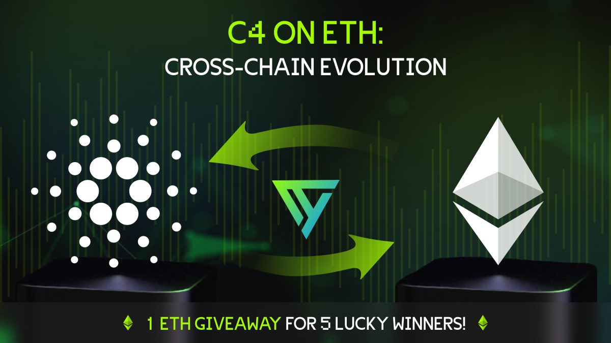 uexctoken's tweet photo. $C4 is a token primarily created on #Cardano with multiple cross-chain utilities in financial and gaming industries,
now moving cross-chain🐊

✅To celebrate, we're giving away 1 #ETH distributed between 5 lucky winners!

To participate:

➡️ Like &amp; RT

➡️ Comment and tag friends! https://t.co/Tr6jsDFhjW