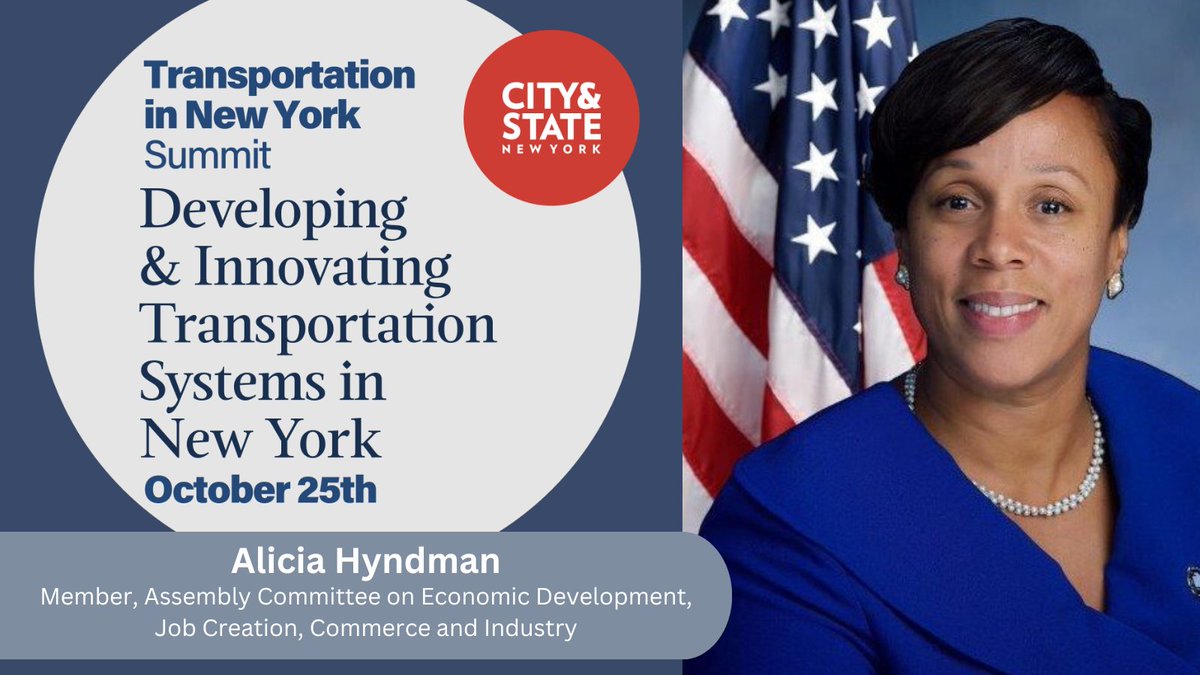 Join us on 10/25 when @AliciaHyndman will join a discussion on current transportation projects happening in New York at the #TransportationInNYSummit! Check out the agenda & register here: bit.ly/47yigr6