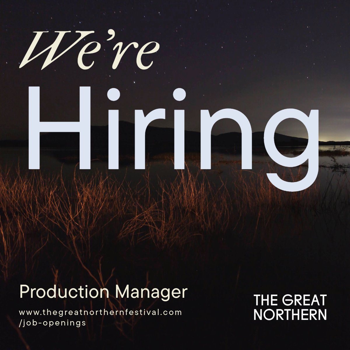 Join our team! The Great Northern is looking for a part-time Production Manager to lead the logistics for a new work as part of the 2024 festival—Untitled Night, an outdoor ensemble dance performance on the frozen Silver Lake. Learn more: thegreatnorthernfestival.com/job-openings