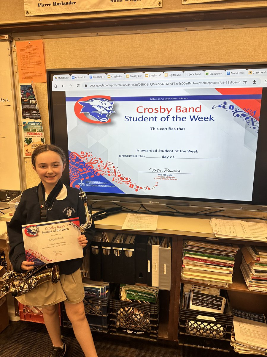 CrosbyBand's tweet photo. It may be a week late, but here were the first @CrosbyMiddle band students to be awarded Student of the Week! It has been awesome to read the nominations of why these students inspired their peers to vote for them. #ThePlaceToBe #CMSBand https://t.co/LuRL7OWw38