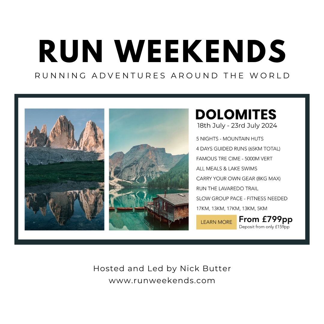 nickbutterrun's tweet photo. NOW BOOKABLE - 5 Nights guided mountains running in the Italian Dolomites! Run around the famous 3 peaks - aka Tre Cime di Lavaredo.⁠ Join us as we embark on an inclusive, casual paced run covering 65km over 5 days with 5000m elevation!⁠
⁠
https://t.co/LNYCrMjb0J  https://t.co/O6nsaKMQmp