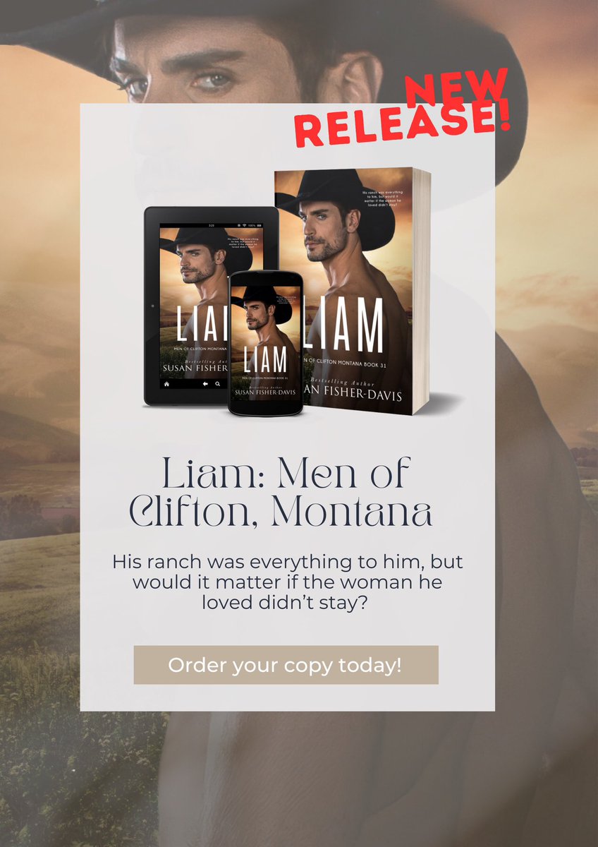 From the bestselling author Susan Fisher-Davis comes the next installment in her sexy cowboy series, Men of Clifton, Montana: Liam!

Purchase Today:

amazon.com/Liam-Men-Clift…

#sexycowboys #contemporaryromance #romance #sexy 
#SusanFisherDavis #kindleunlimited #newrelease