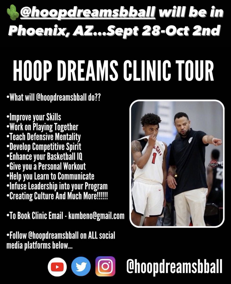 hoopdreamsbball's tweet photo. Who needs a TEAM CLINIC, Group Session or Private Session between Sept. 28th-Oct. 2nd?✈️🌵🏀🧠 https://t.co/HqmQNAtG1G