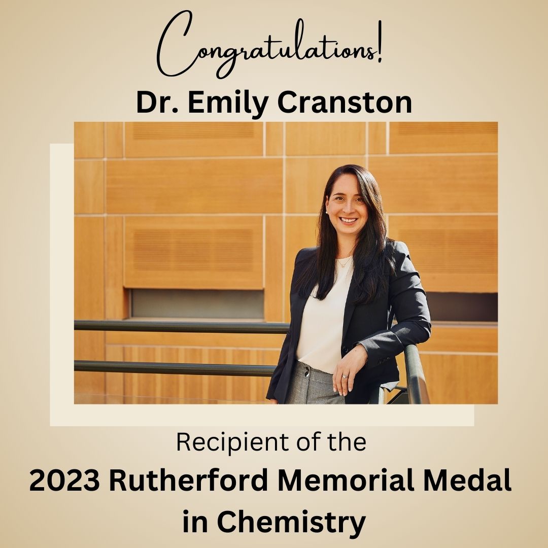 AMDB Cluster (@amdb_cluster) on Twitter photo Dr. Emily Cranston (<a href="/CranstonLab/">Emily D. Cranston - Research Group</a>) has been awarded the prestigious 2023 Rutherford Memorial Medal in Chemistry from the Royal Society of Canada! 🥳🏆
We applaud her dedication to academic excellence and significant contributions to innovative, sustainable research. Dr. Emily Cranston (<a href="/CranstonLab/">Emily D. Cranston - Research Group</a>) has been awarded the prestigious 2023 Rutherford Memorial Medal in Chemistry from the Royal Society of Canada! 🥳🏆
We applaud her dedication to academic excellence and significant contributions to innovative, sustainable research.