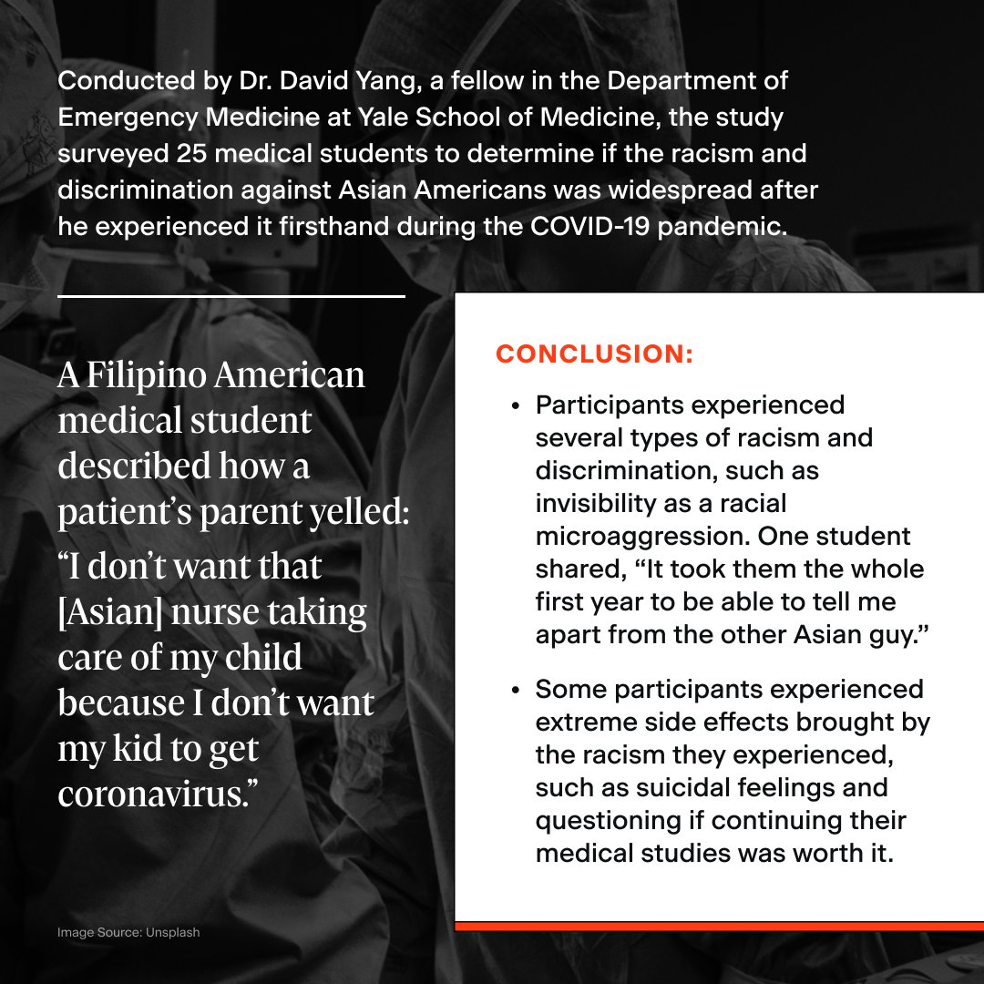 Dr. David Yang, a fellow in the Department of Emergency Medicine at Yale School of Medicine, conducted a study to determine whether or not the racism he experienced in the medical field was experienced by others.

What he found confirmed his suspicions. Swipe to read more.