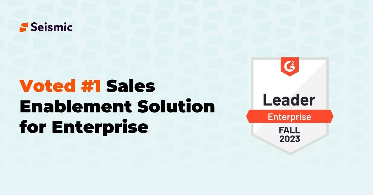 Exciting news… 🥳🗞️ Seismic took the top spot in G2's Fall 2023 Grid® Report for Sales Enablement for Enterprise Businesses, for the ninth year in a row. 🏆

We're incredibly humbled and honored to be recognized in this way, and we hope to continue making our customers proud!

V
