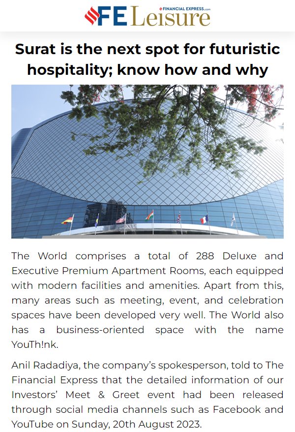 📊 The Financial Express has featured an insightful article about <a href="/TheWorldSurat/">The World</a> by Hindva.

📲 Check out the complete article now : financialexpress.com/lifestyle/sura…

#FinancialExpress #Business #Finance #FinTech #NewsArticle #TheWorld #TheWorldSurat #Hindva #Surat #India