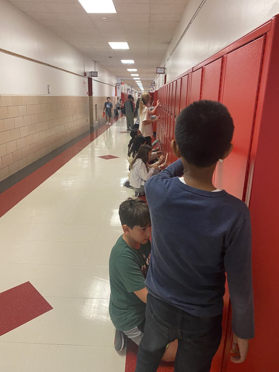 MrsTerrillion's tweet photo. New year new lockers!! 5th grade students have been hard at work practicing lockers! 🔐@IslandtreesMMS https://t.co/wftnpm0IwZ