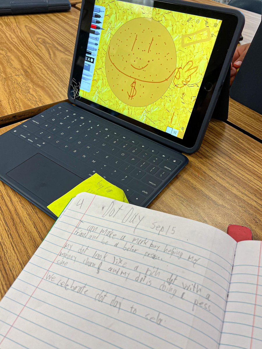 So much fun today celebrating #InternationalDotDay 😄 4th grade got to be creative with their very own DOT and writing! #aikineagles #RISDWeAreOne