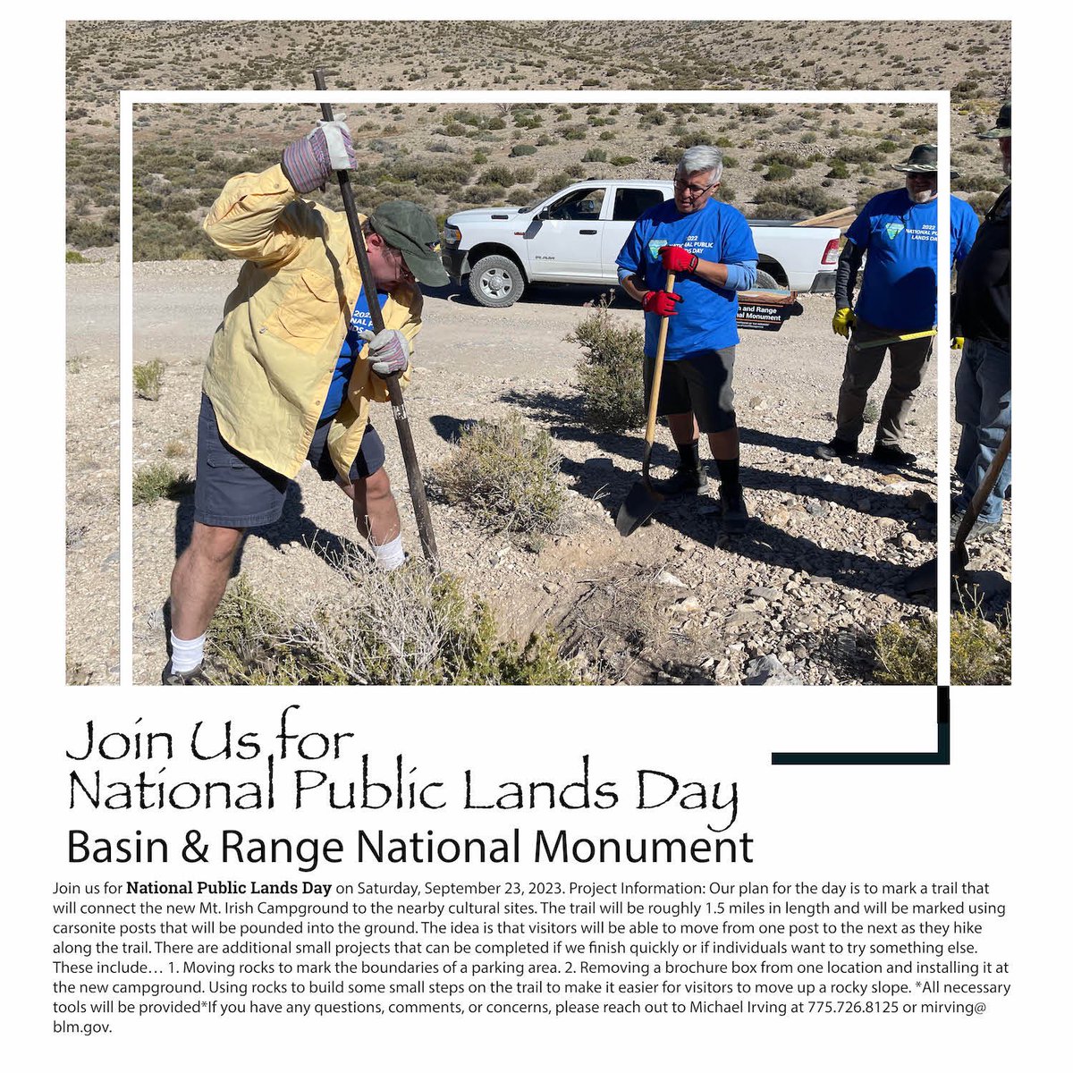 Join us for public lands day!

#basinandrangenationalmonument #friendsofbasinandrange #nevada #publiclands #friendsofbasinandrangenationalmonument #basinandrange #nationalpubliclandsday