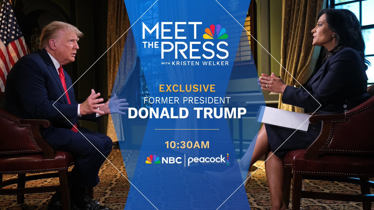 TUNE IN: Former President Donald Trump sits down with <a href="/kwelkernbc/">Kristen Welker</a> for an exclusive interview.

Watch <a href="/MeetThePress/">Meet the Press</a> at 10:30 a.m. on <a href="/nbc/">NBC Entertainment</a> or stream on <a href="/peacock/">Peacock</a>.