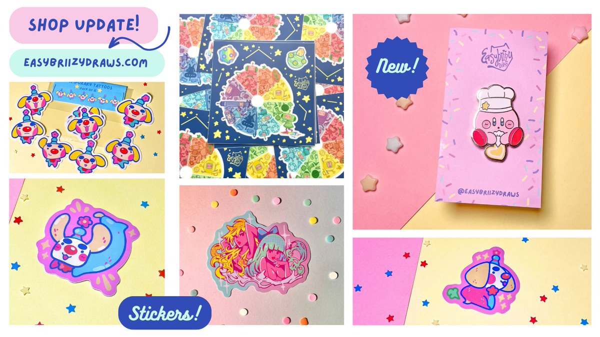 easybriizydraws's tweet photo. NEW GOODIES AVAILABLE NOW! 🎉 It took a while but I finally got everything on my site! Go treat yourself to some cute goods this weekend 💗 https://t.co/AuZascytxf