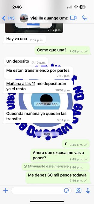 D&iacute;ganle que me regrese mis 60 mil pesos porfa😭😭, tenga cuidado al hacer tratos con el, es s&uacute;per malo