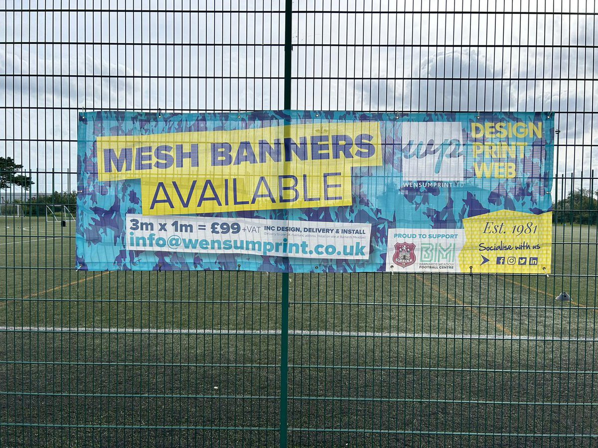 Advertisement Opportunities at Barnards Meadow Football Centre:

We still have some spaces left for our mesh banners courtesy of our partners at <a href="/wensumprint/">Wensum Print</a>

Your chance to be involved with <a href="/SuffolkFA/">Suffolk Football Association</a> and North Suffolk grassroots football. 

Get in touch: barnards@suffolkfa.com