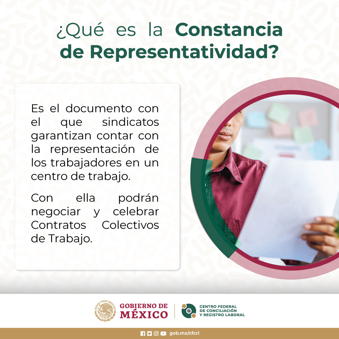 Centrofcrl's tweet photo. 🟢Si te quedaste sin contrato colectivo #CCT📔 y te interesa negociar uno nuevo, necesitas solicitar primero la Constancia de Representatividad📄 ante el #CentroLaboral, la cual tendrá una vigencia de seis meses a partir de la fecha en que sea expedida 🗓️. https://t.co/r1Shl7YzJp