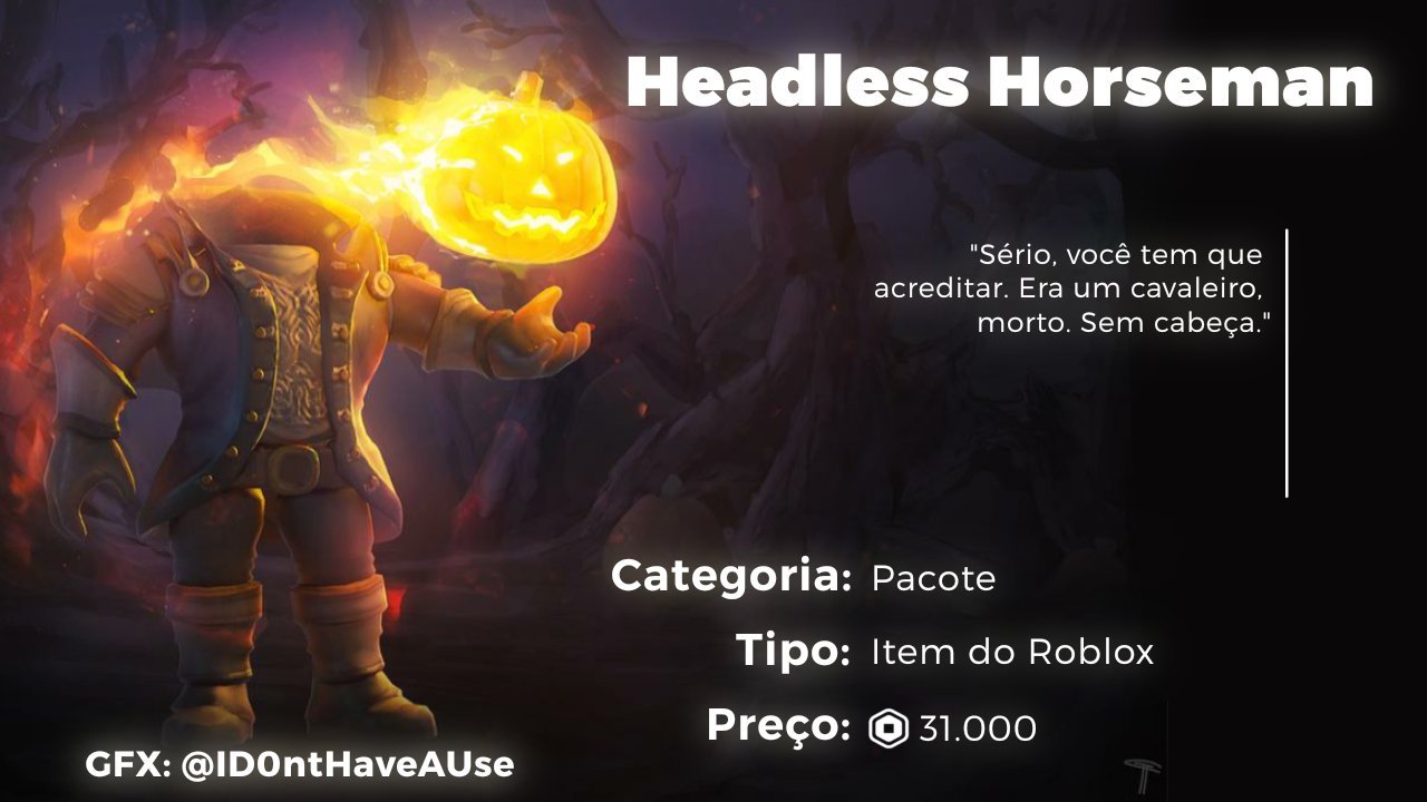 RTC em português  on X: NOTÍCIA: De acordo com a página do Roblox na Play  Store, a Headless Horseman sairá de venda no dia 21 de outubro. 📅🎃 Caso  isso aconteça