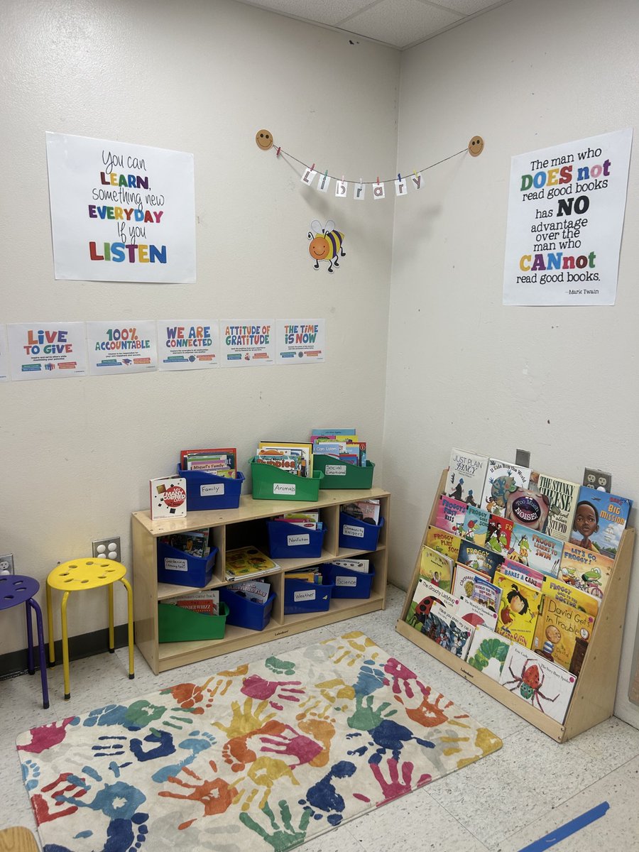 Such an inviting library space for our Kindergarten students to enjoy books. #BingBulldogs