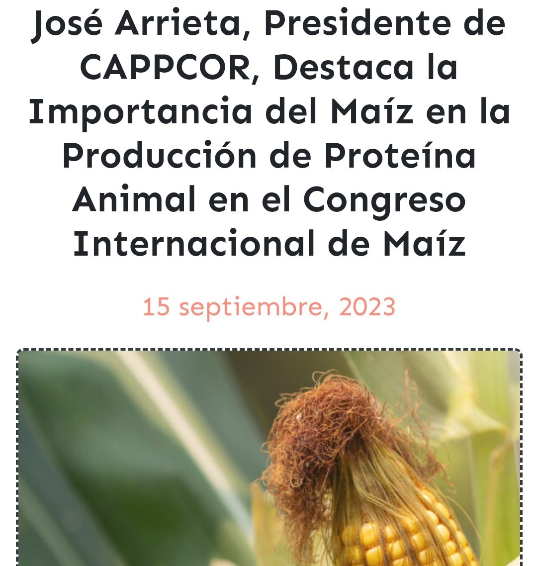 José Arrieta, Presidente de la Cámara de Productores Porcinos de la Provincia de Córdoba (CAPPCOR)  la producción estimada de 2 millones de toneladas de carne de cerdo este año.

Subrayó que la nutrición es el 60% de los costos en granja y el 36% corresponde al maíz.