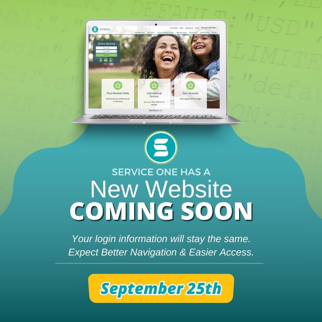 Service One CU (@serviceone_cu) on Twitter photo Exciting News! Get ready for a brand new website experience at Service One Credit Union, launching September 25th! Stay tuned for a smoother, more intuitive way to bank. 
#ServiceOneUpgrade #ComingSoon Exciting News! Get ready for a brand new website experience at Service One Credit Union, launching September 25th! Stay tuned for a smoother, more intuitive way to bank. 
#ServiceOneUpgrade #ComingSoon