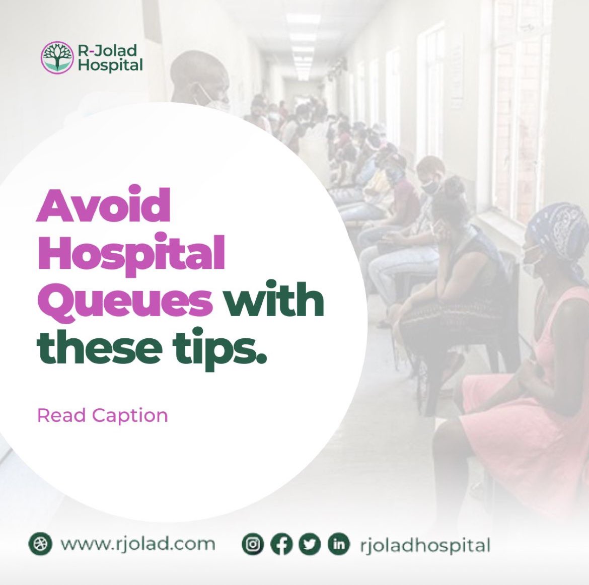 Hospital queues can be frustrating especially when you need urgent care. Here are three tips to help you avoid queues at R-Jolad hospitals today.

1. Schedule an appointment
You can schedule both general and specialist appointments…

#RJoladCares #ThePeoplesHospital