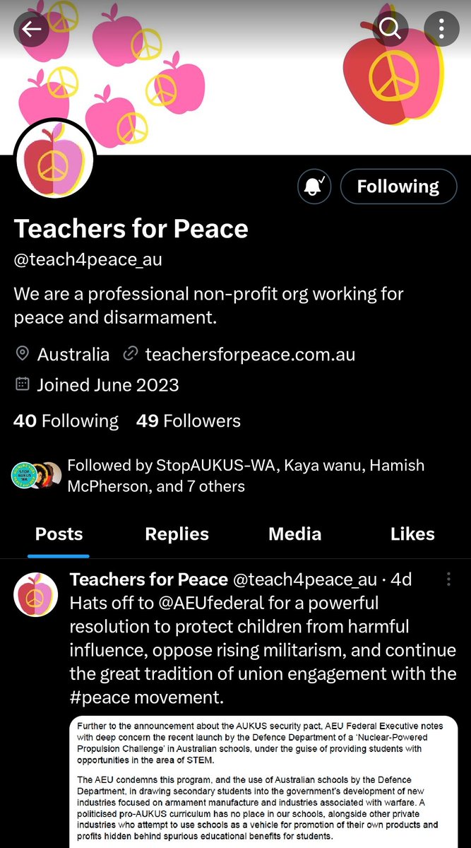 Follow @teach4peace_au
#demilitariseEducation
@IPAusNet @dED_ucation @DemilitarizeDay @WorldBeyondWar @AndrewBartlett @DavidShoebridge @senatorpennyqld @Greens @timhollo