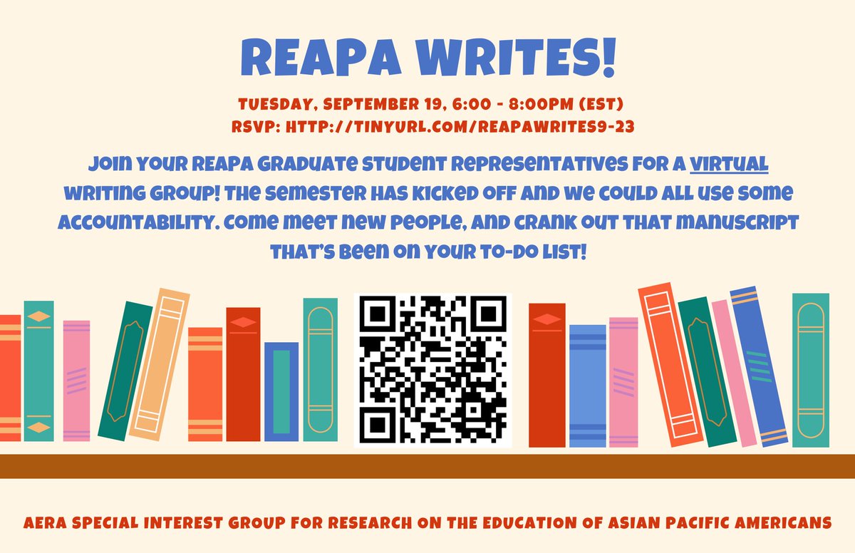 It's September and the semester is in full swing! Do you have writing you need to complete for a class, a proposal, or a revision? Join REAPA Grad Reps for some writing accountability! Tues. Sep 19th! RSVP at: tinyurl.com/reapawrites9-23