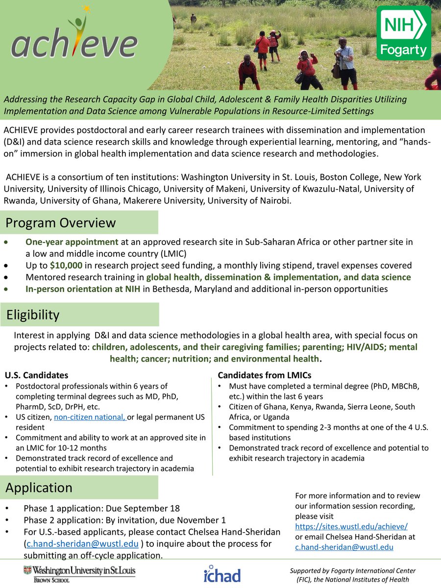 Are you a post-doc or early-career researcher interested in enhancing your skills and knowledge in global health while working towards addressing disparities among vulnerable populations in limited-resource settings?