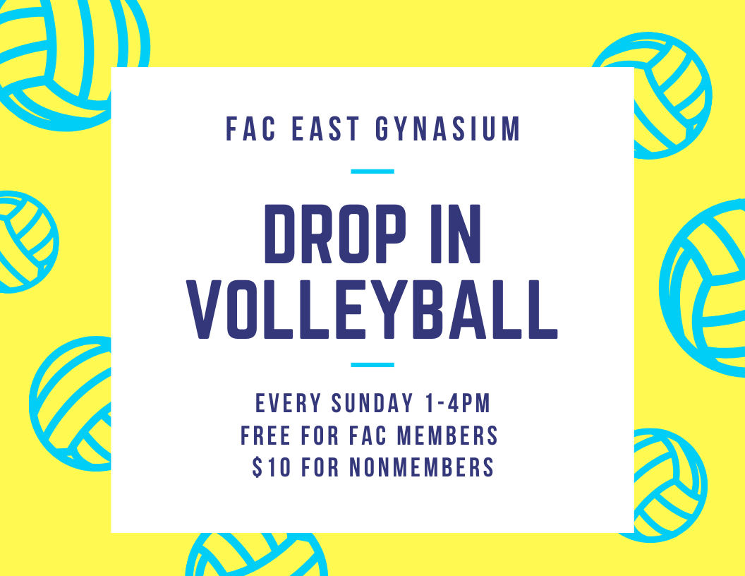 FlagAthClub's tweet photo. Drop In Volleyball is happening every Sunday in our FAC East gymnasium. Join us as we bump, set and spike our way into fall! https://t.co/Cj6gCSC2YL