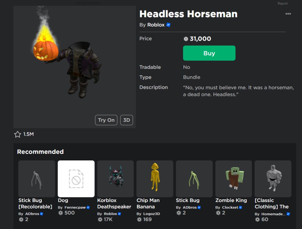 Headless Horseman is NOW on SALE // ROBLOX 