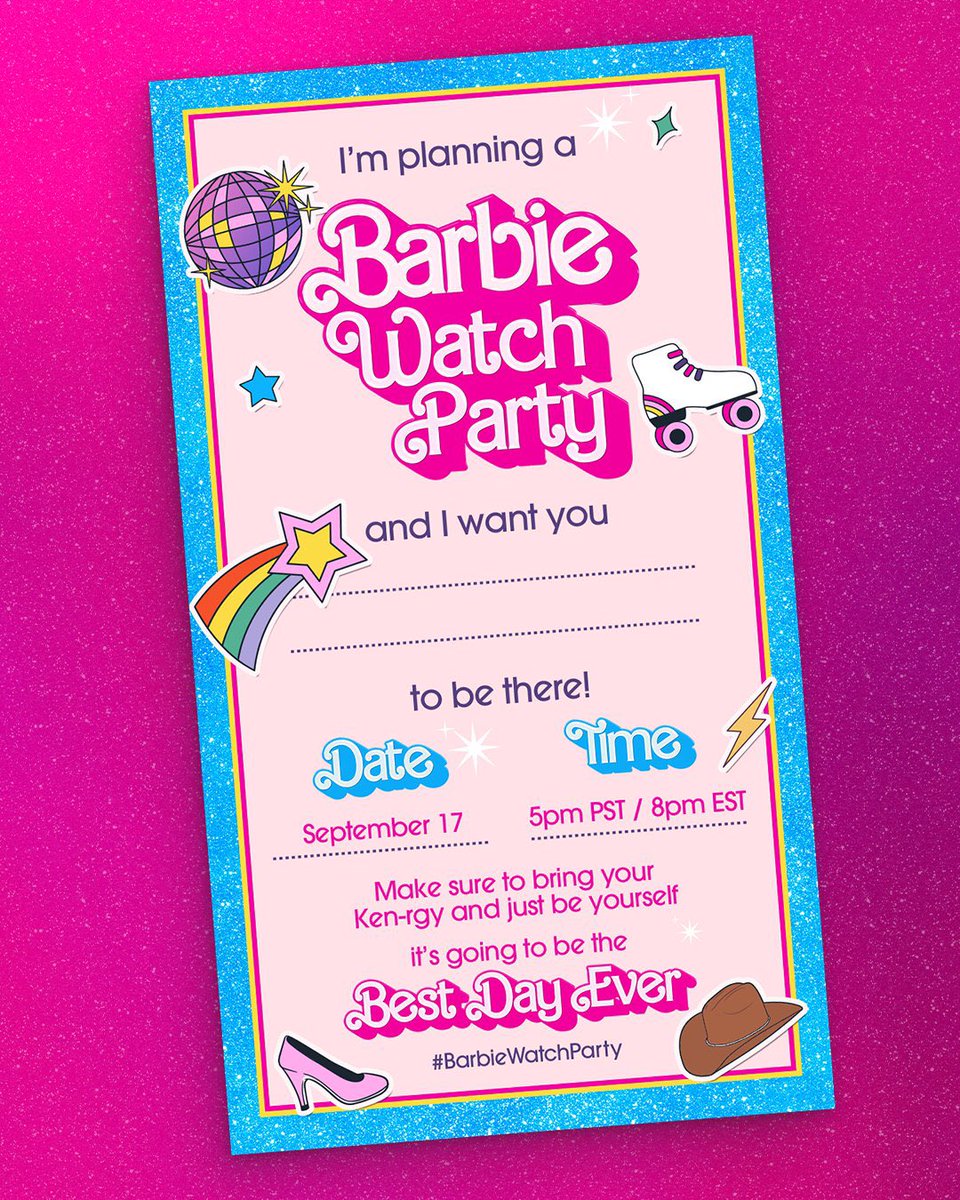 MarkRonson's tweet photo. Come back to Barbieland with us. Join our #BarbieWatchParty LIVE on X at 5:00pm PST on 9/17

Me &amp; @wyattish will be on twitter taking any questions on the music from the film! https://t.co/PVg9j6vHMz